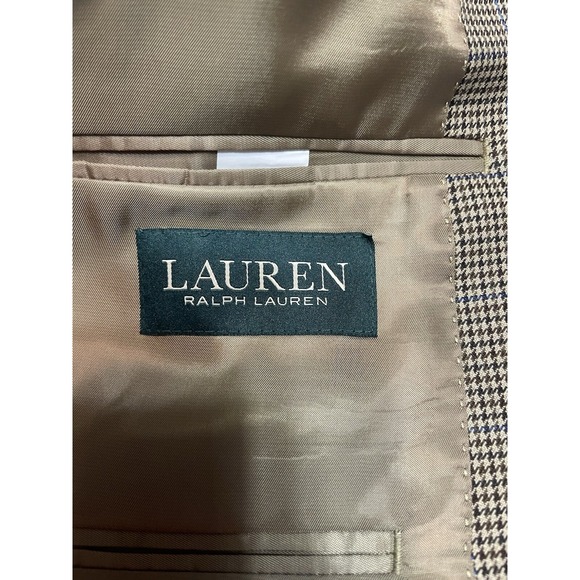 Lauren Ralph Lauren Men's Blazer 44R Brown Cream Herringbone Business - Picture 2 of 10